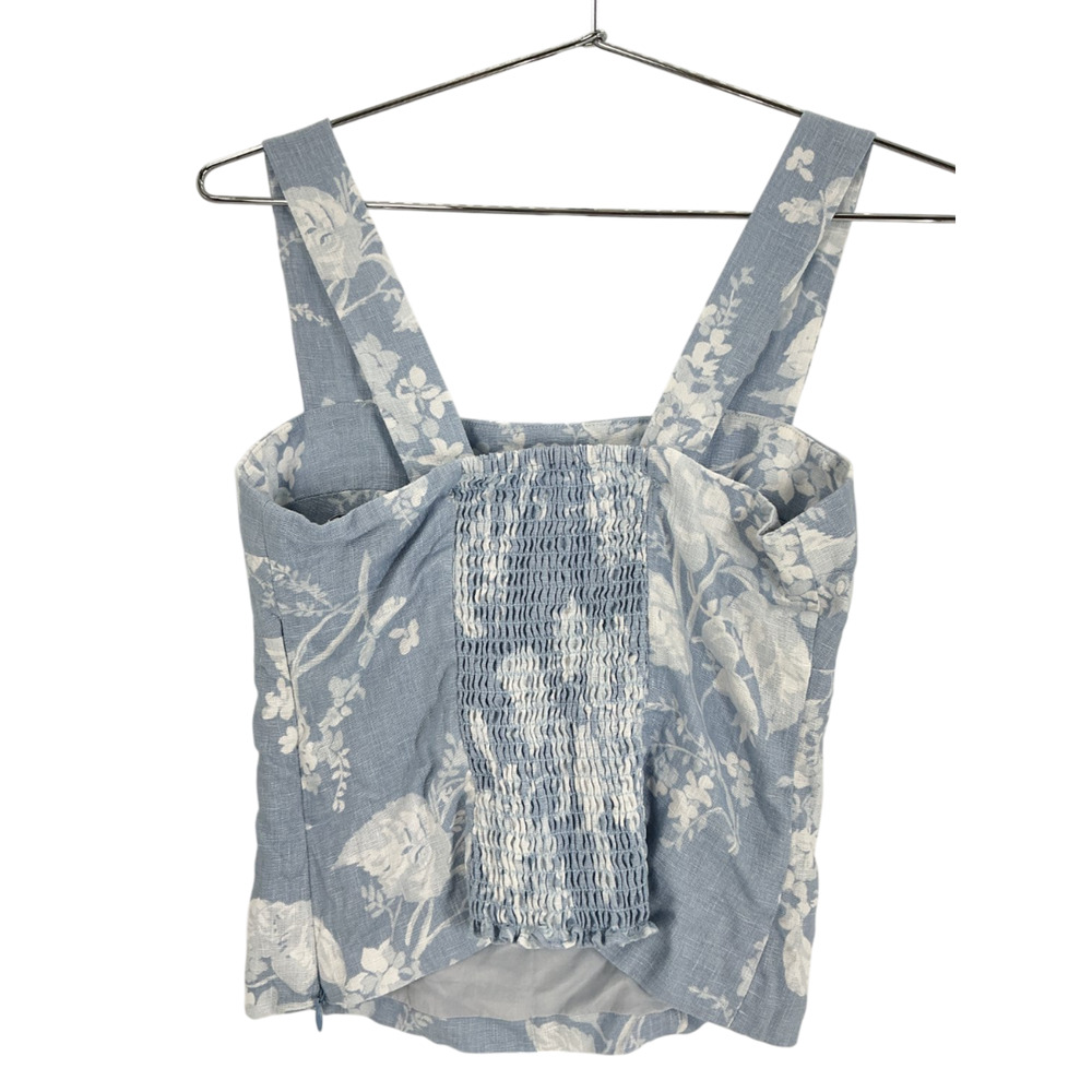 Reformation Floral Blue Darci Tank Top Size 2 - Picture 3 of 4